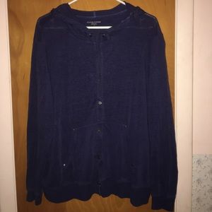 Eileen Fisher Hood Linen Blue Sweater 1X