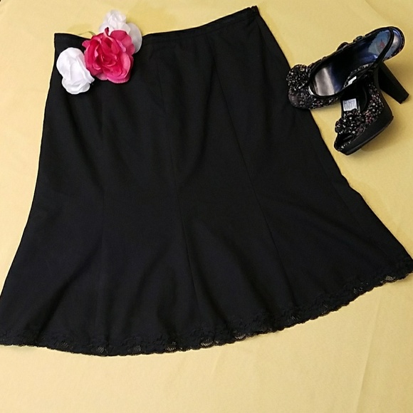 The Limited Dresses & Skirts - THE LIMITED Black A-line skirt with lace trim