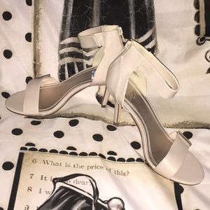 BNWOT Open Toe Calf Heels - Nude