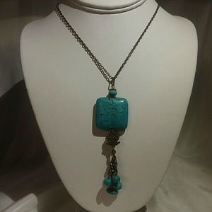 Magnesite died turquoise with bronze tone chain