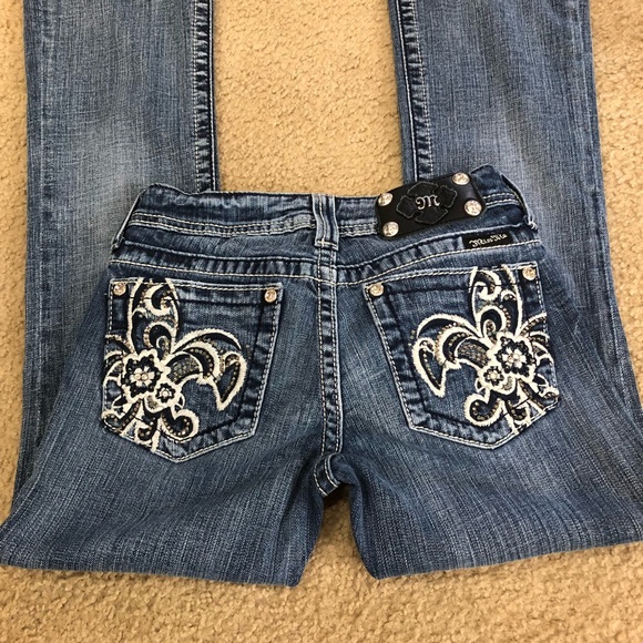 Miss Me Denim - Miss Me rose fleur de lis boot size 26-short