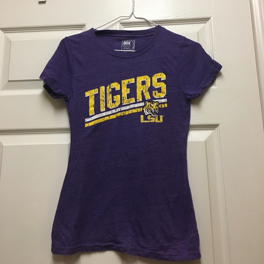 Purple and gold LSU Tigers tee shirt