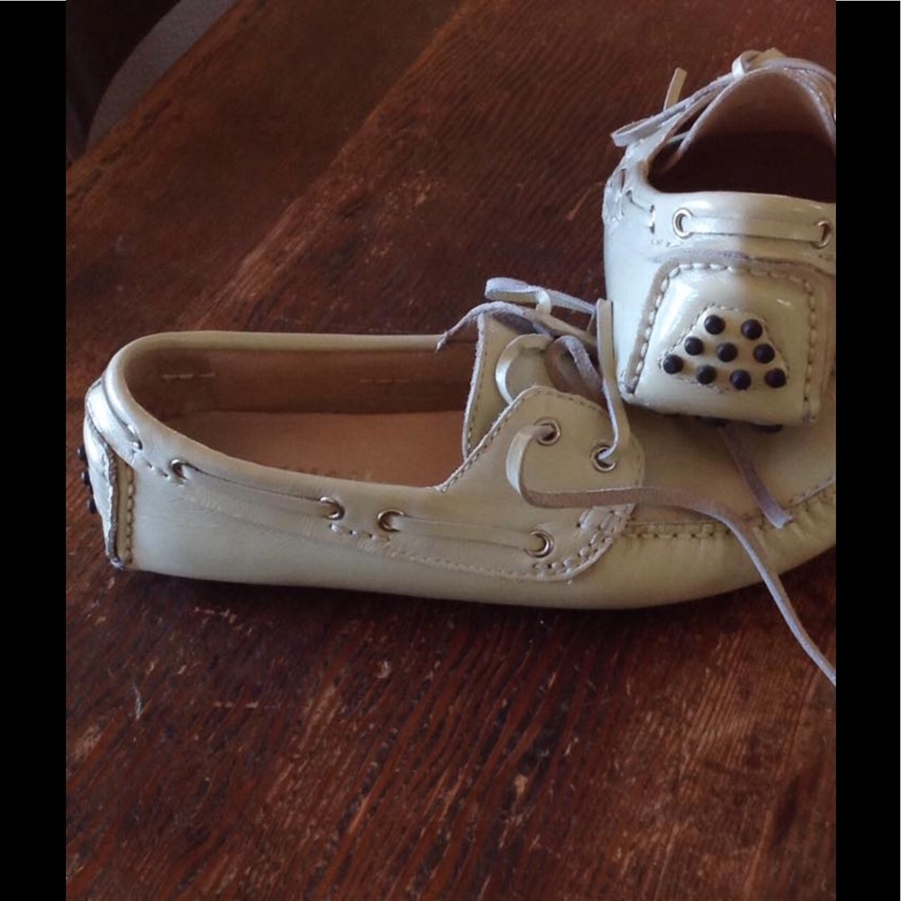 Cute unique cream slip ons