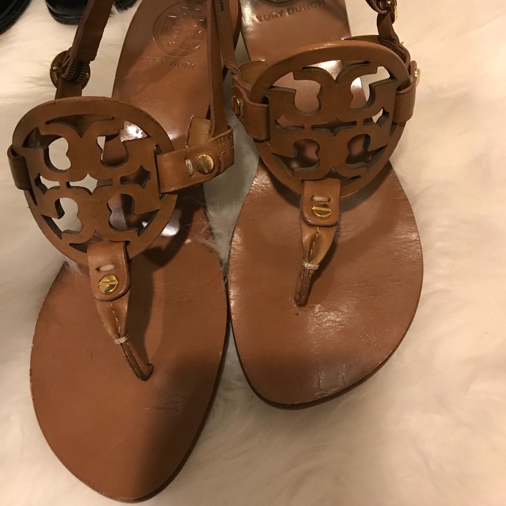 Tory Burch brown tong kiddie heel sandals