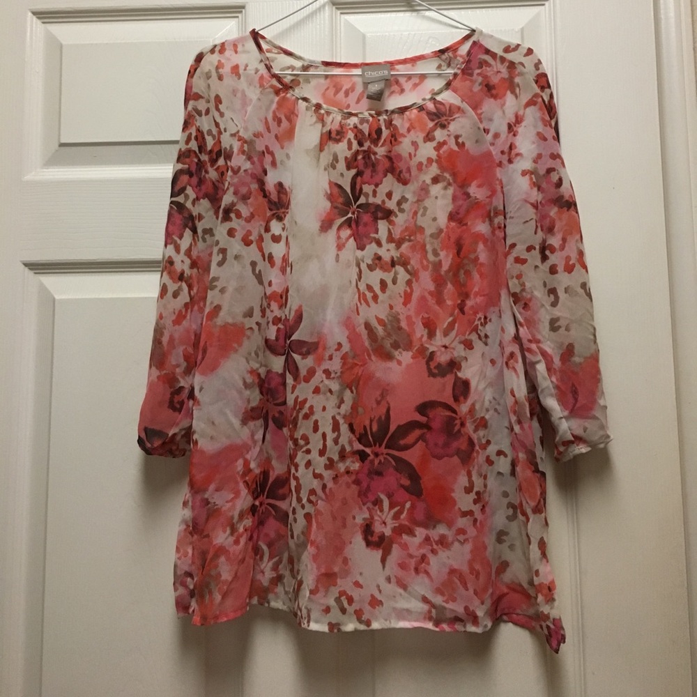 Pink floral cold shoulder top