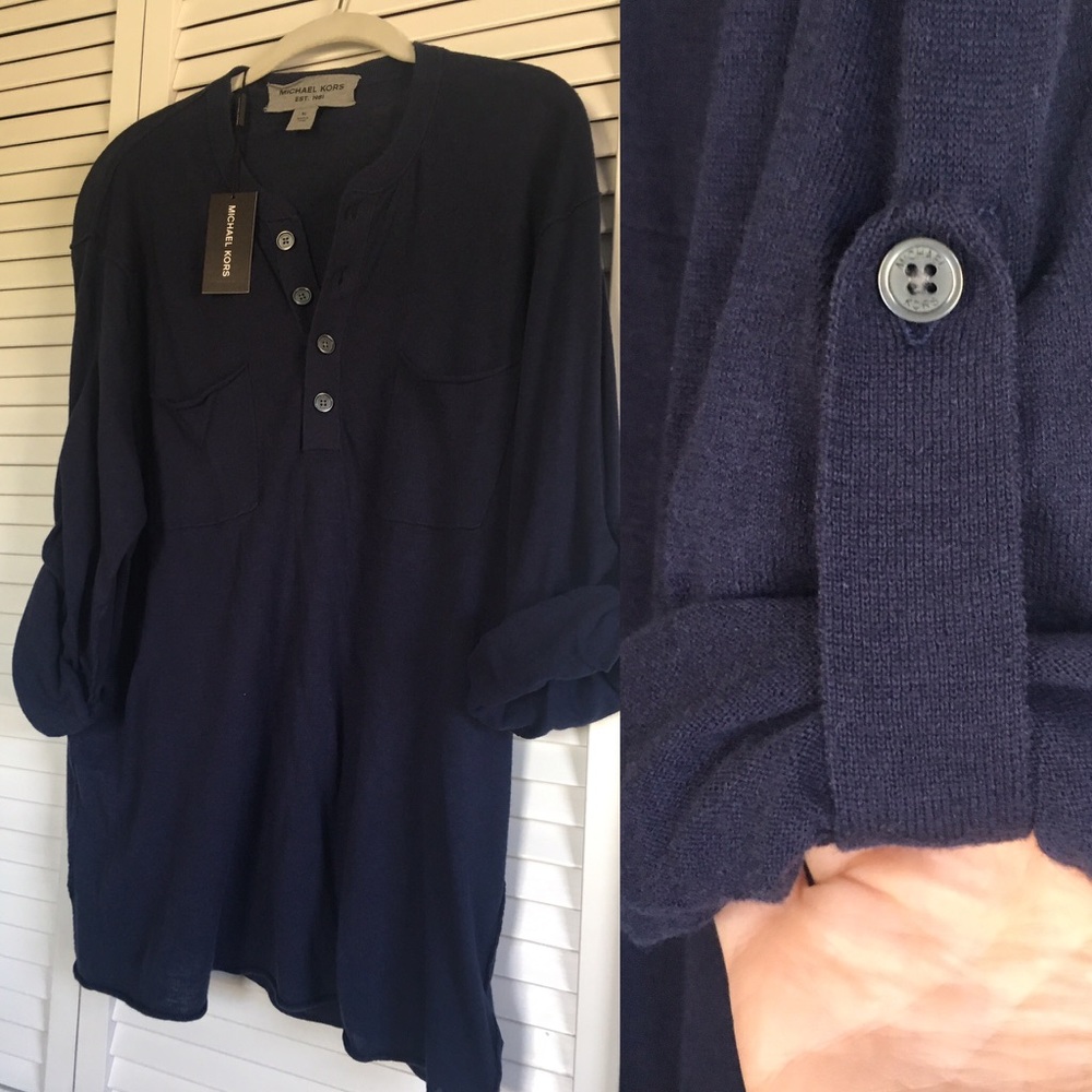 NWT Michael Kors Men's linen/cotton blend Henley