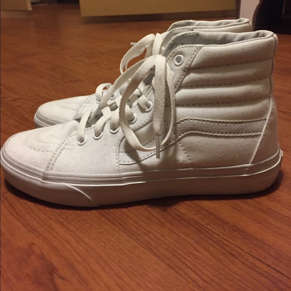 All White Hi-Top Vans size 8.5 women's