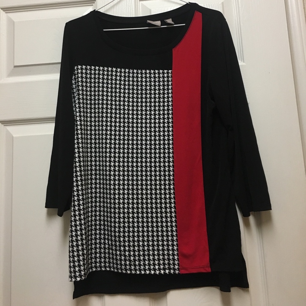 Houndstooth print 3/4 sleeve top