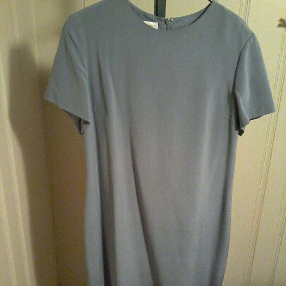 TALBOTS Steel Gray Pure Silk Dress Sz 14
