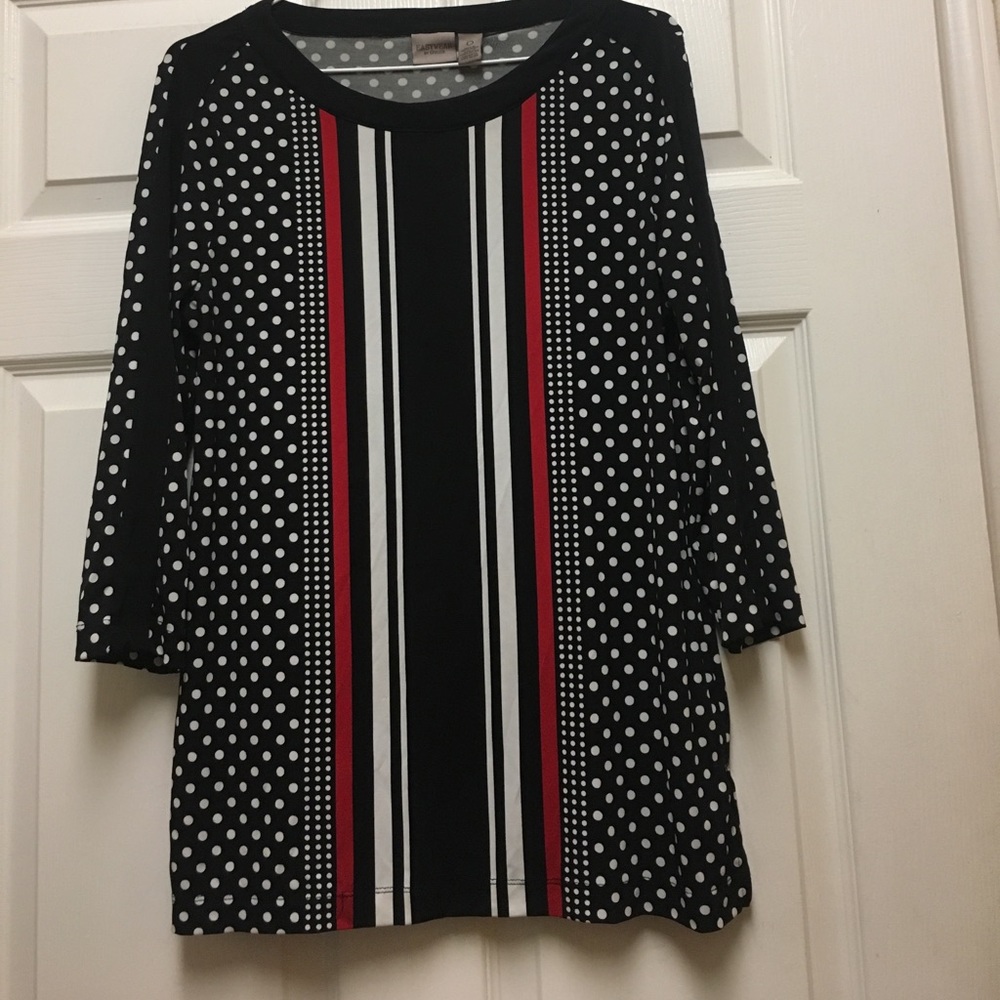 Black white and red top