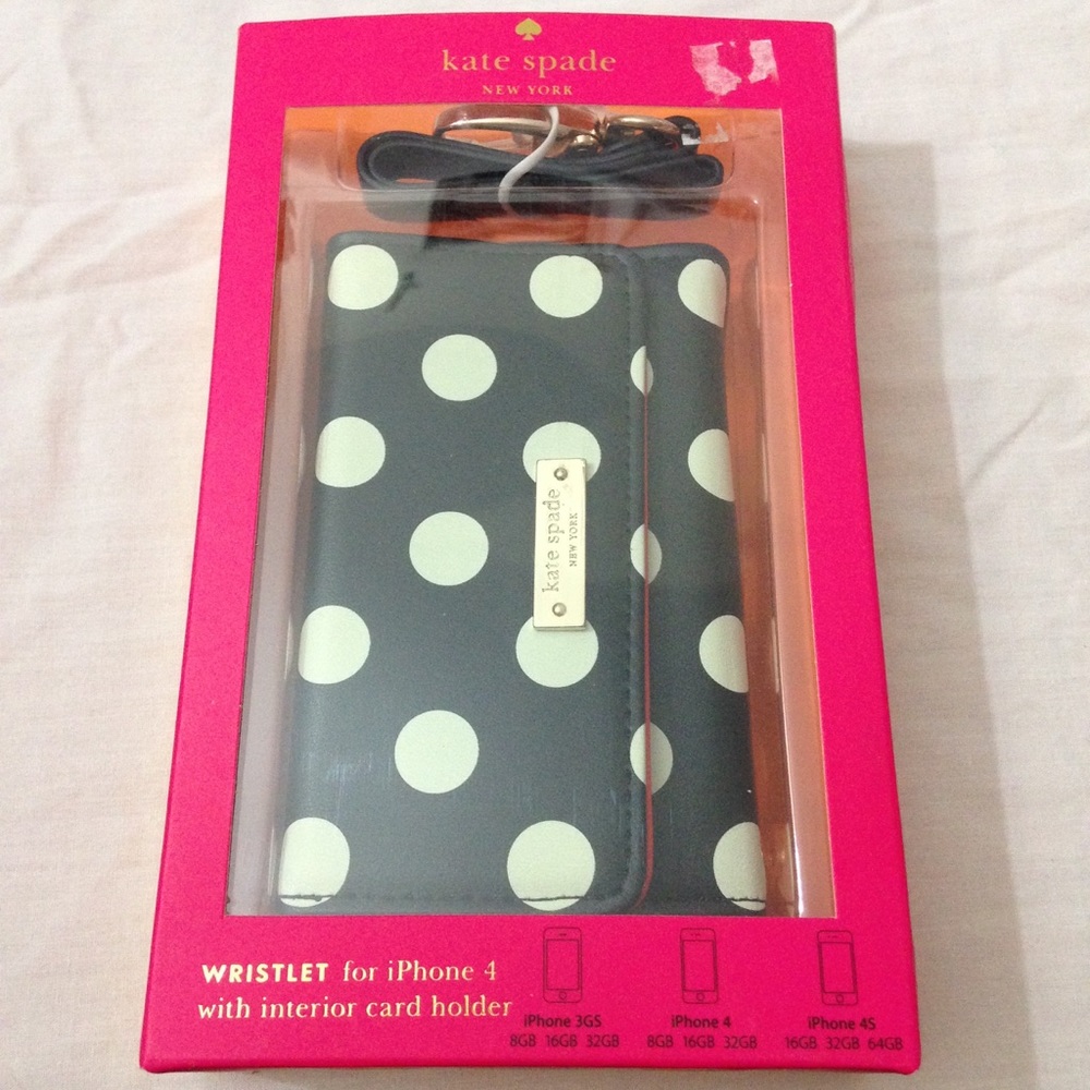 Kate Spade iPhone 4/4S black & dot white wristlet