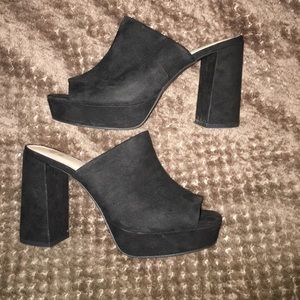 Black suede Platform Mules