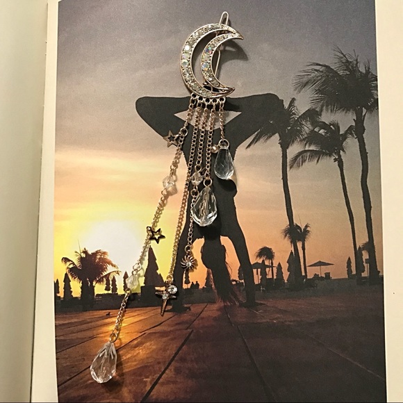 Gold Moon Crystal Hippie Boho Gypsy Hair Clip - Picture 3 of 4