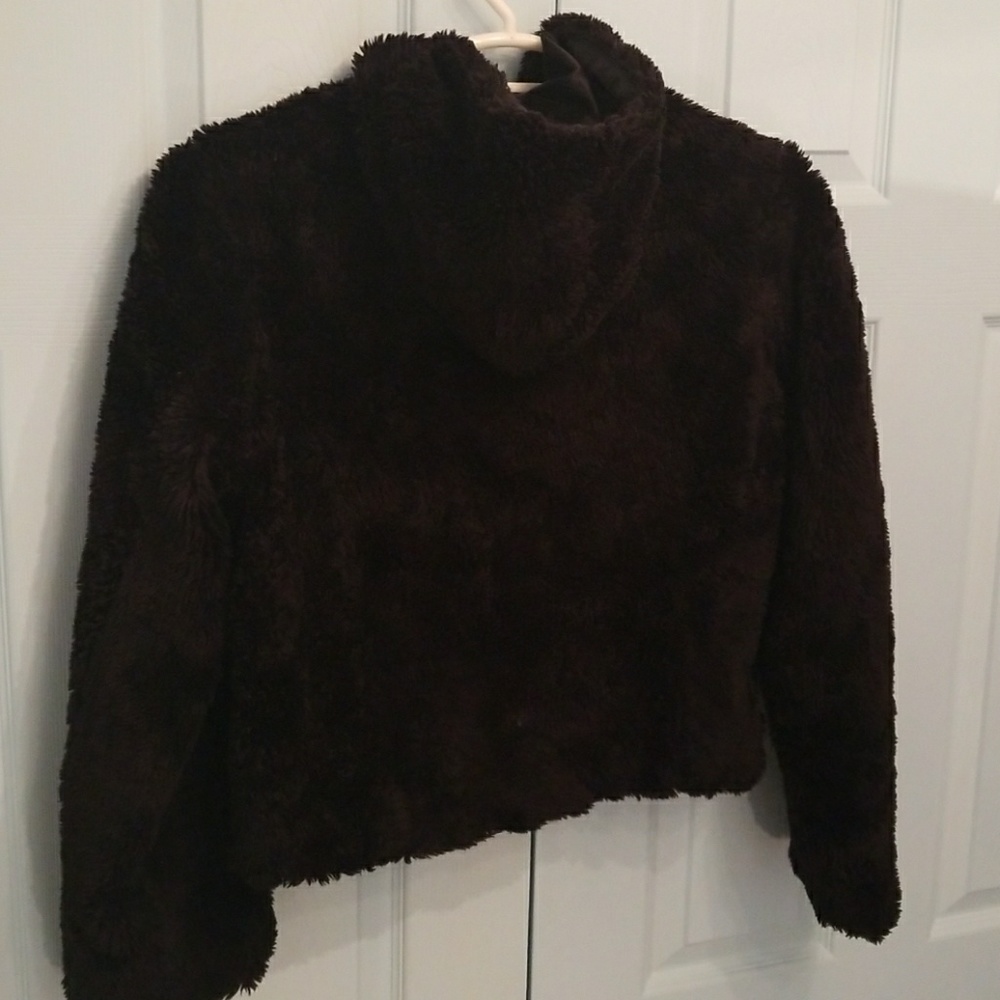 Womens Cute Furry Hooded Coat in Black