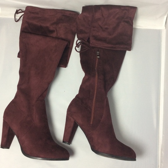 SOLD!Catherine Malandrino Burgundy Over Knee Boots - Picture 4 of 5