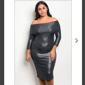 Long sleeve off the shoulder fitted bodycon dress