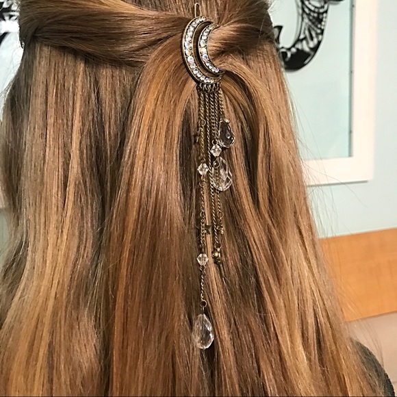 Bronze Moon Crystal Hippie Boho Gypsy Hair Clip - Picture 2 of 5