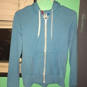 blue zip up