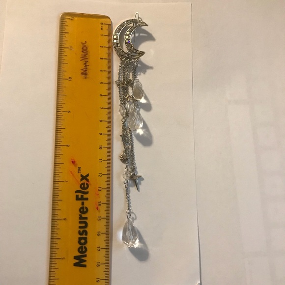 Silver Moon Crystal Hippie Boho Gypsy Hair Clip - Picture 7 of 8