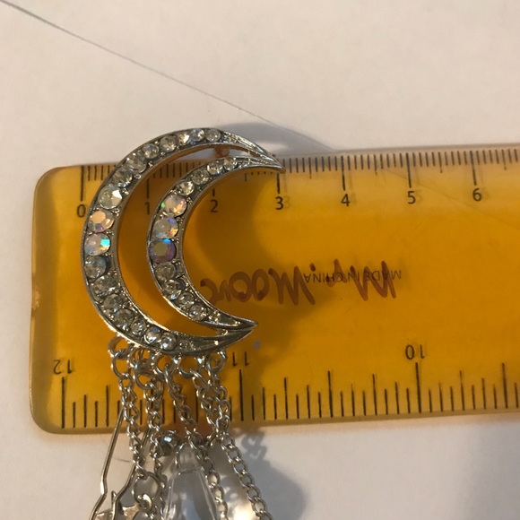 Silver Moon Crystal Hippie Boho Gypsy Hair Clip - Picture 8 of 8