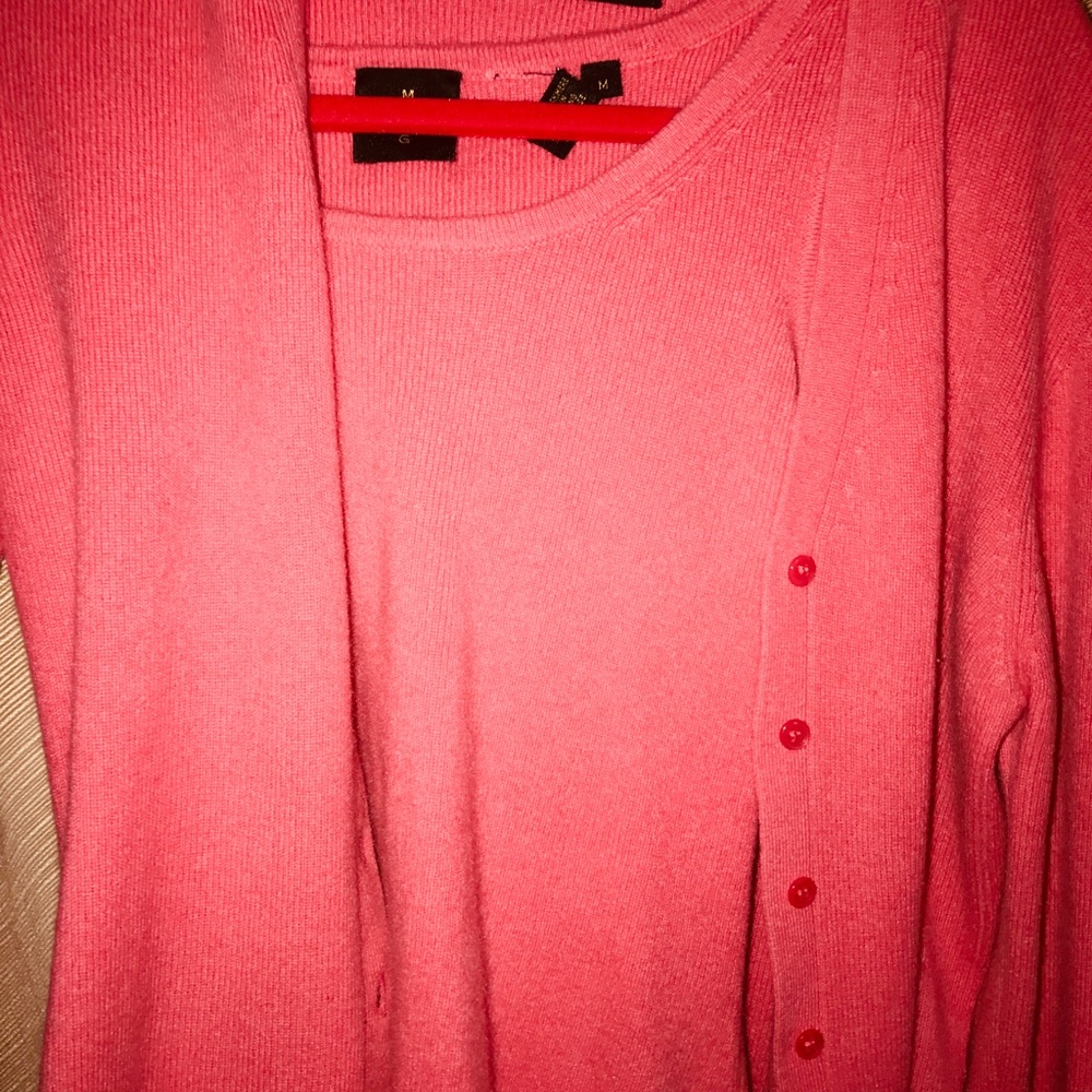 Pinkish Mauve cashmere tank and cardigan set