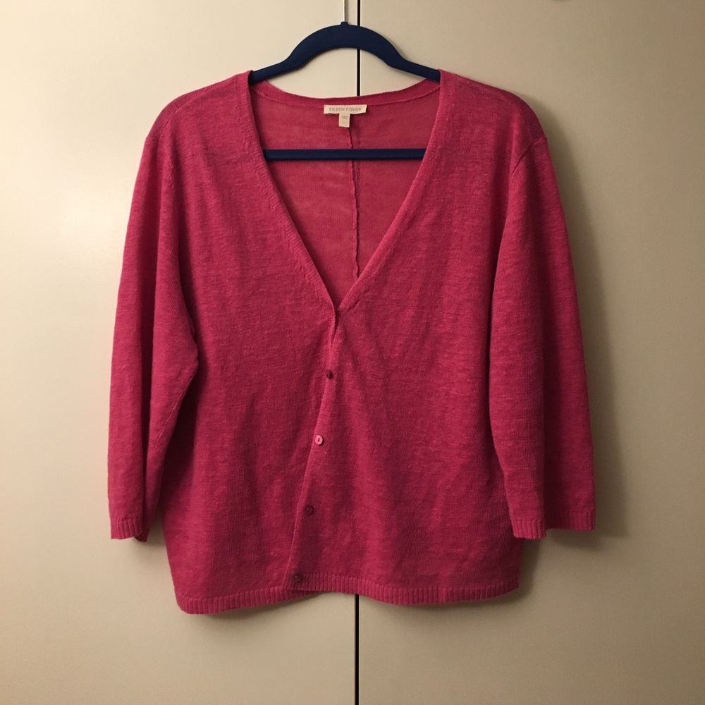 Eileen fisher. Large. Summerweight cardigan. Linen