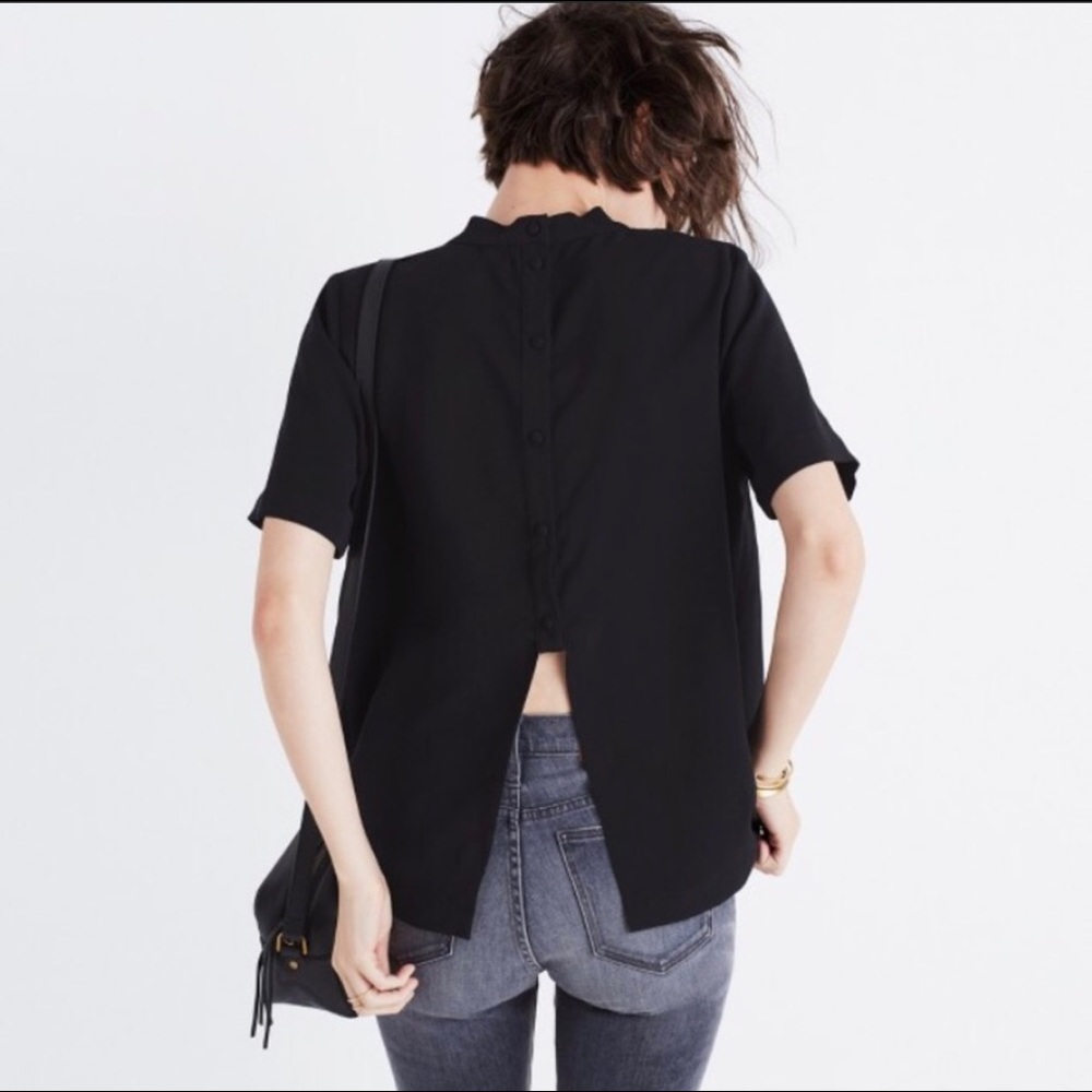 Madewell Mockneck Button-Back Blouse XS