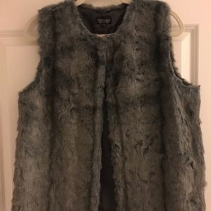 Topshop US size 10 grey faux fur vest