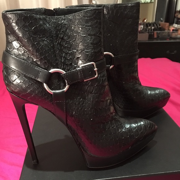 Saint Laurent Python Black Ankle Boots Size 42!! - Picture 3 of 8