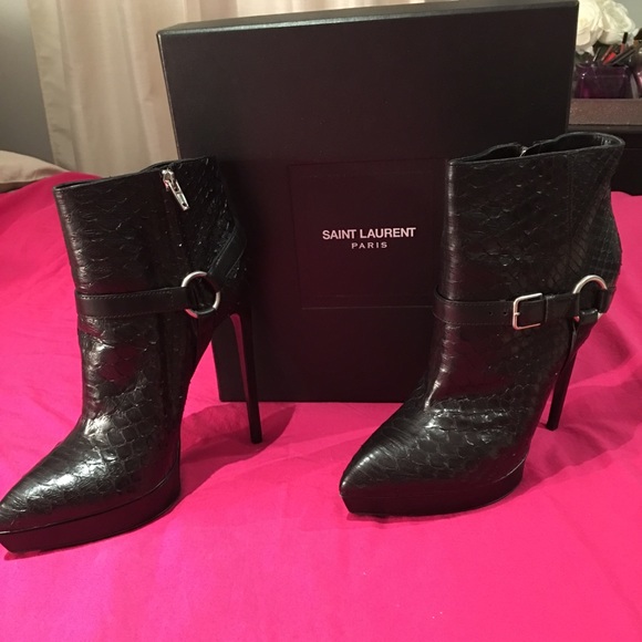 Saint Laurent Python Black Ankle Boots Size 42!! - Picture 5 of 8