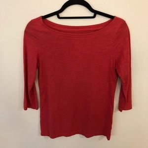 LOFT wide neck coral tee