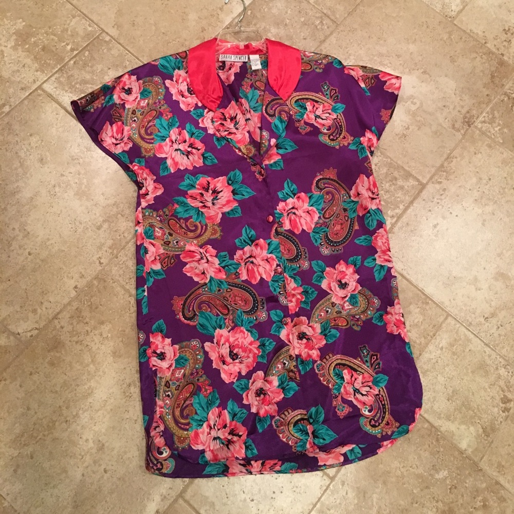 Satin Paisley and Floral Night Shirt