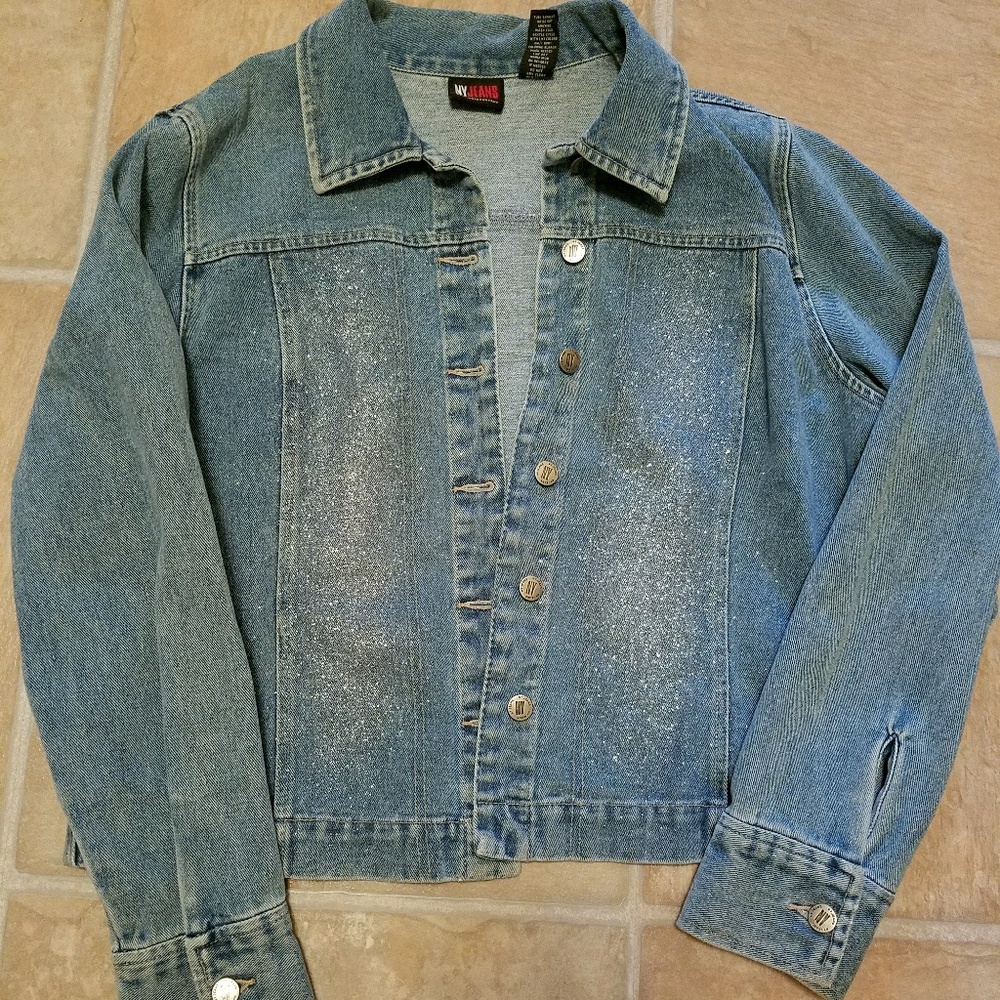 NY&Co denim jacket with sparkles/glitter