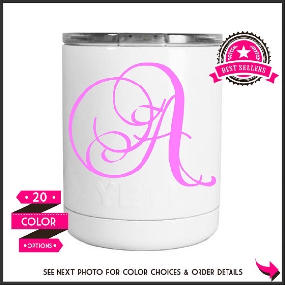 stickers rock accessories yeti decal monogram letter sticker get monogram letter order