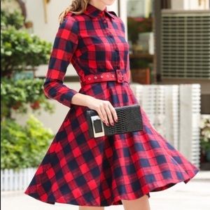 Plaid Flannel Button Down Dress, Size 0, (XS)