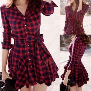 Plaid Ruffle Mini Dress Size 2
