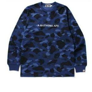 Blue XL bathing ape camo long sleeve