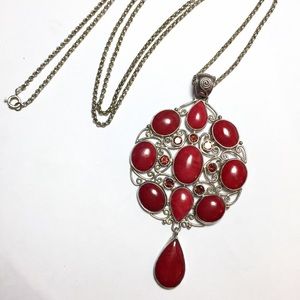 Red Jasper & Garnet Sterling Necklace Pendant