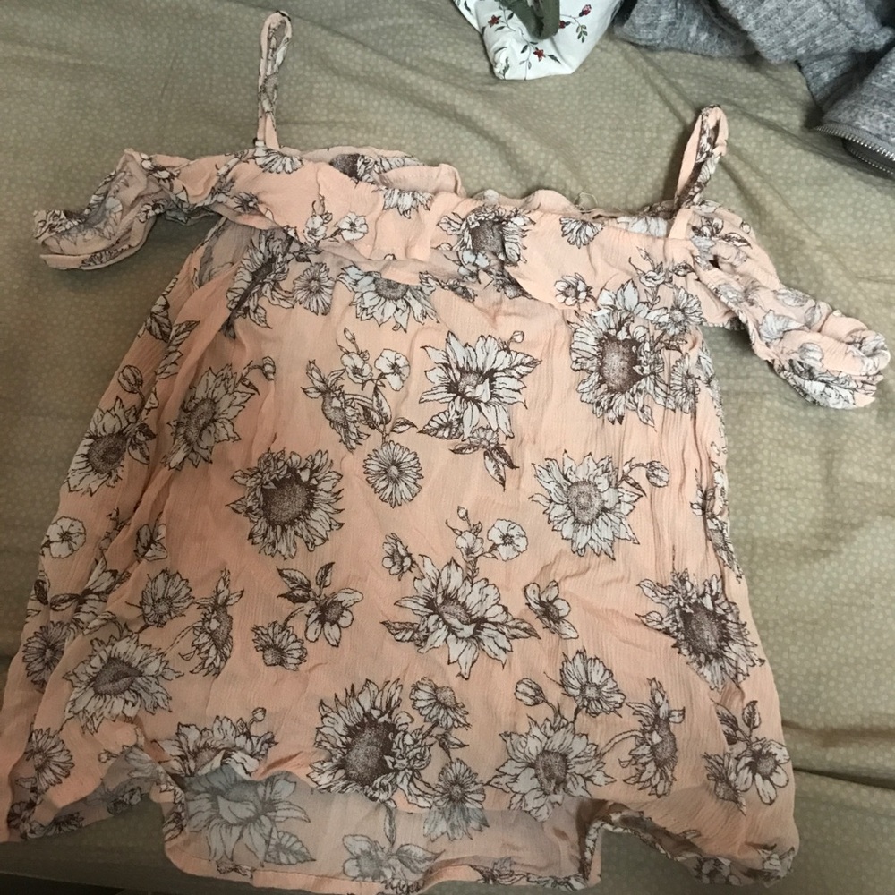 Pink floral off the shoulder top