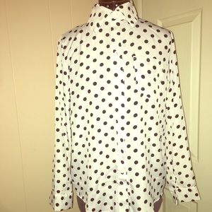 Black and White Polka Dots Long Sleeve Blouse