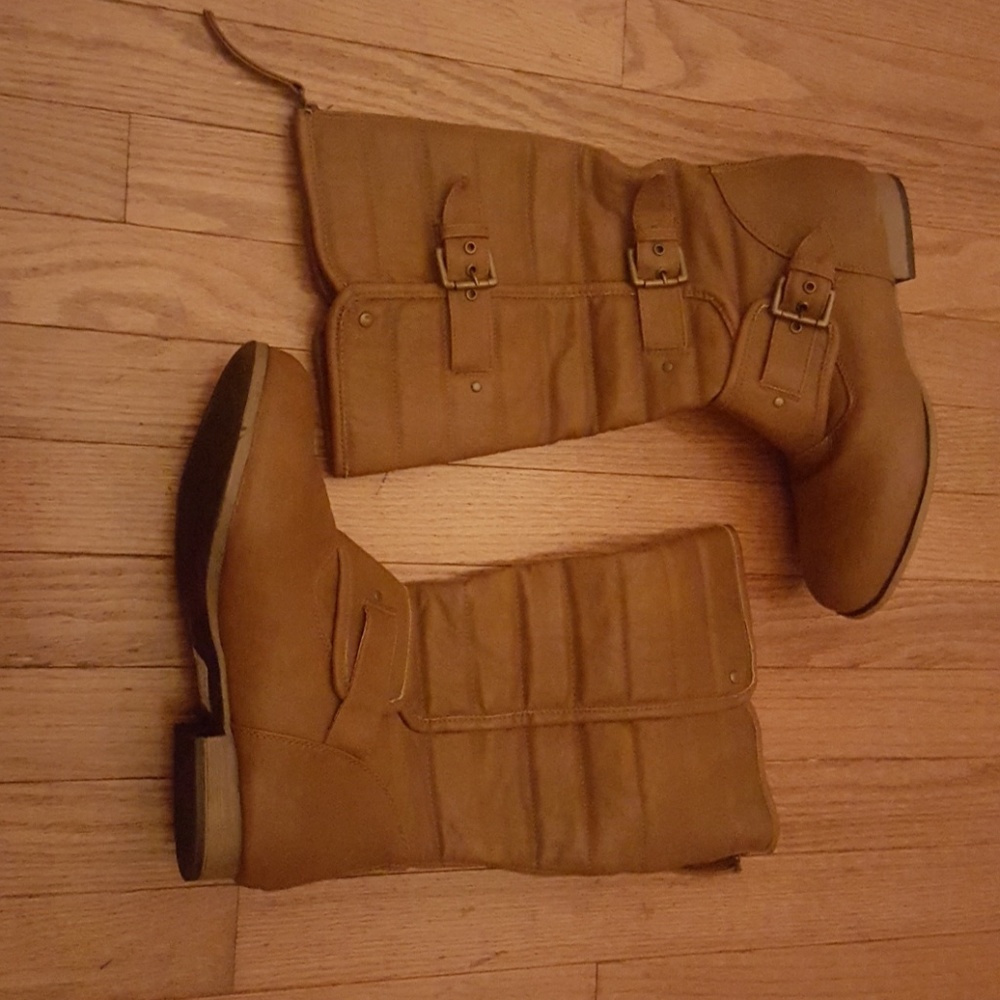 Brown mid knee boots