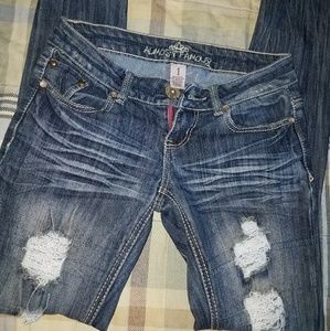 Almost famous skinny super distressed jeans size 1