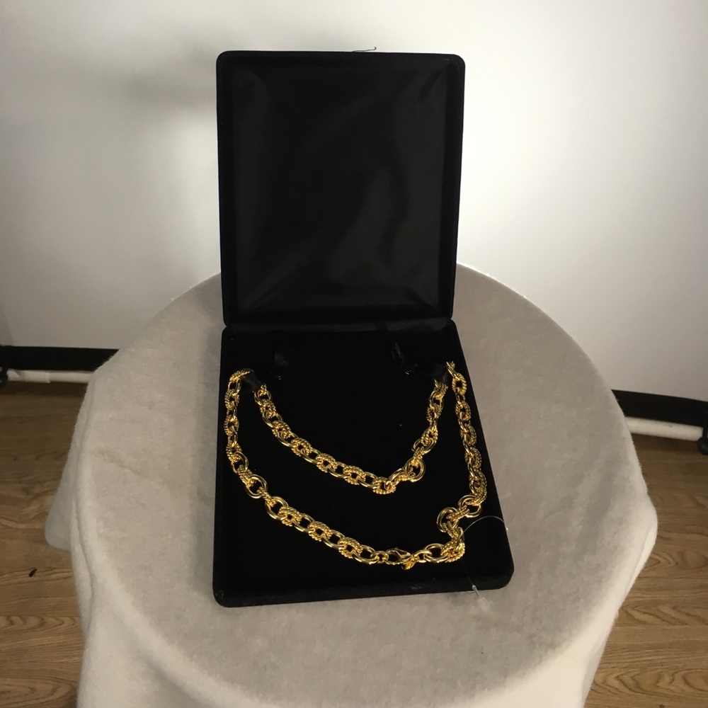 Stainless steel gold tone chunky chain necklace