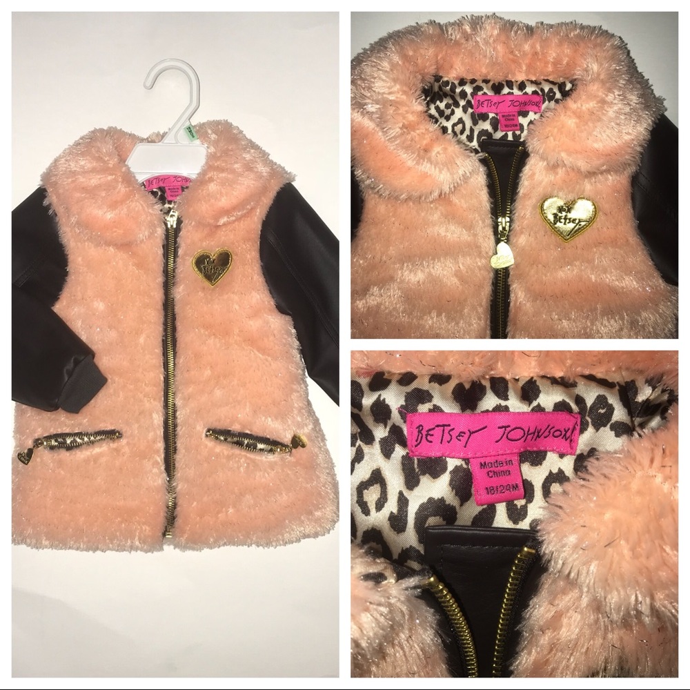 Faux fur and leather jacket