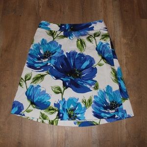 Lane Bryant A-Line Blue Floral Skirt
