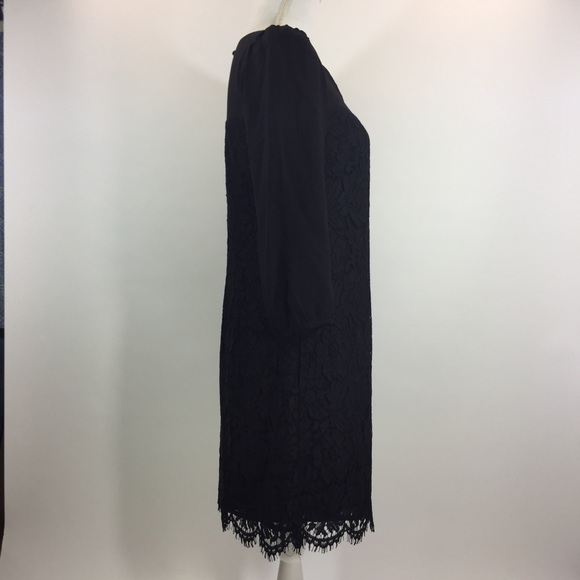 J Crew Collection •Black Shirred Lace Silk Dress 4 - Picture 7 of 8