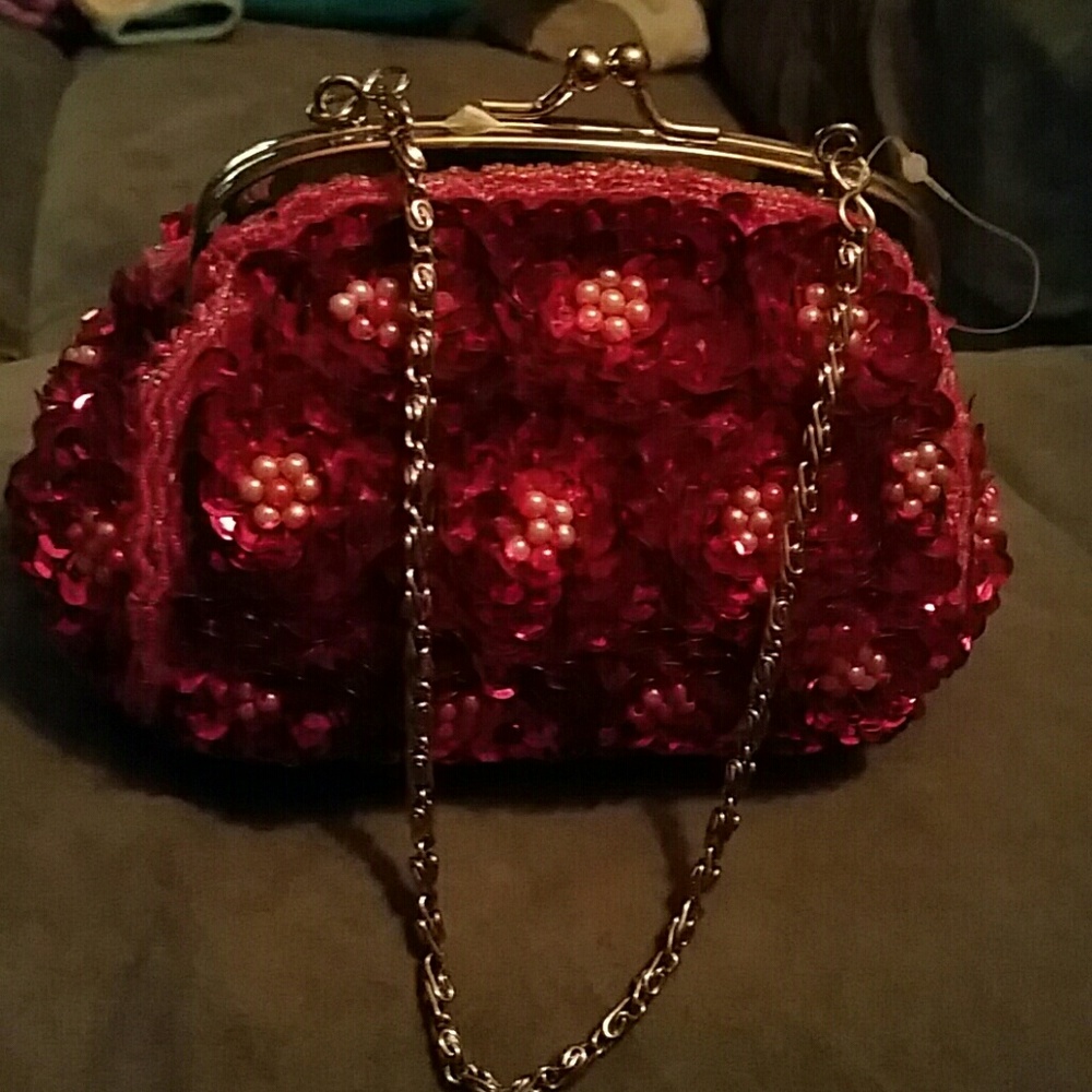 Pink sequin evening purse
