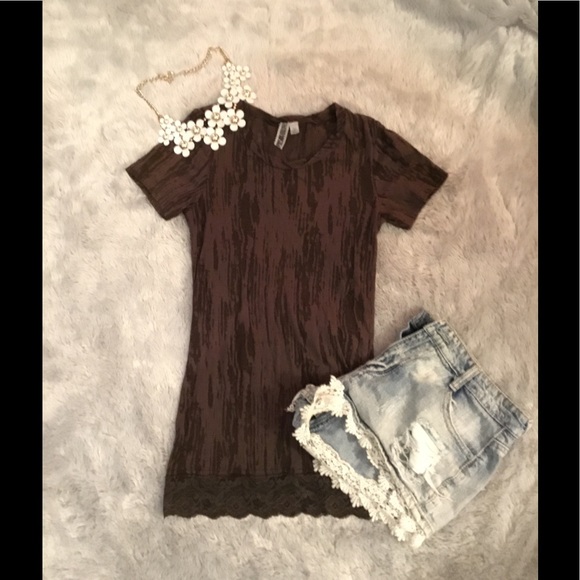 BKE sheer brown short sleeve shirt - Picture 1 of 1