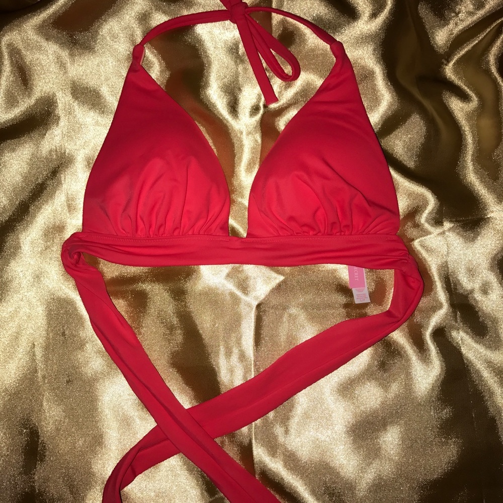 Coral red bikini top