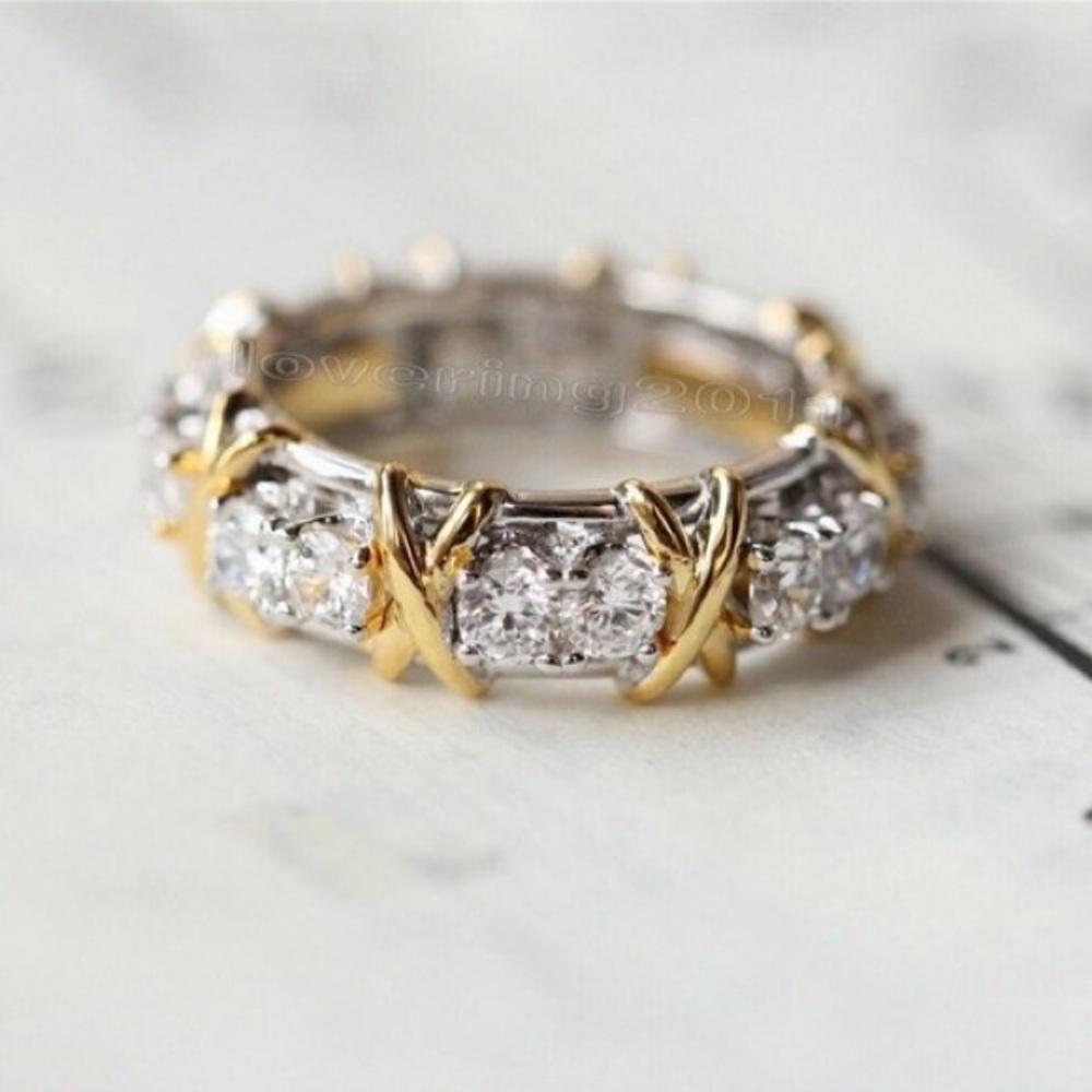 925 Sterling Silver White Crystal Stackable Ring. - image 4